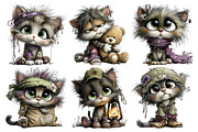 Whimsical Cat Clipart, an Illustration by Pixels.Craft (Thumbnail 5 of 6)
