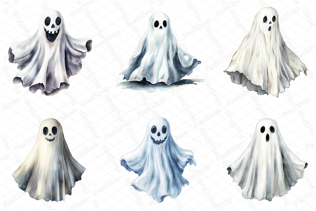 Halloween Ghost Clipart, an Illustration by DreamPrint404 (Photo 5 of 6)