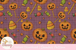 Halloween Candy Pumpkins Seamless, a Texture Illustration by CpSnowy