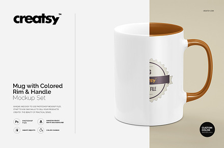 Mug Colored Rim Handle Mockup Set, a Cups & Container Mockup by creatsy2