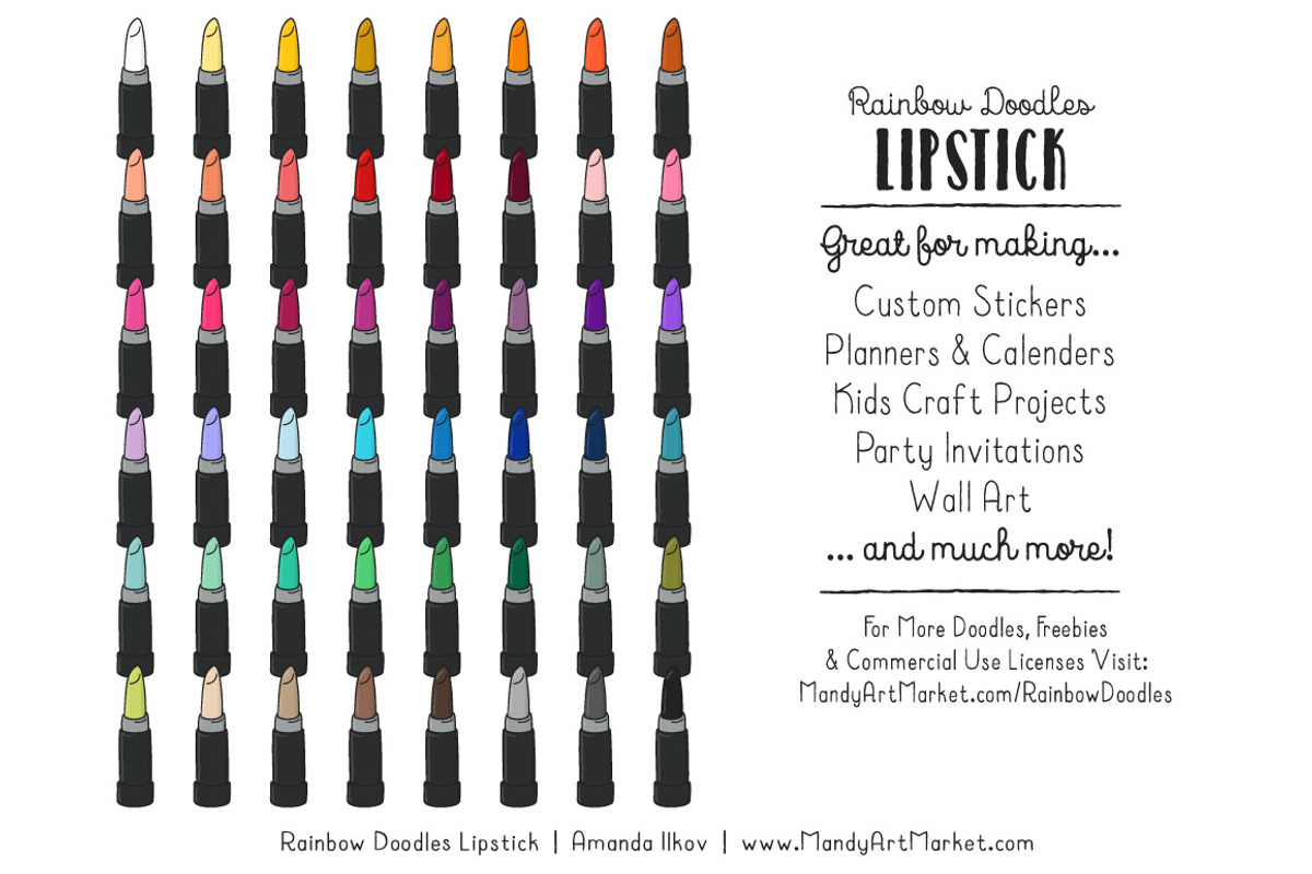 Rainbow Doodles Lipstick Clipart, an Illustration by Amanda Ilkov (Photo 3 of 3)