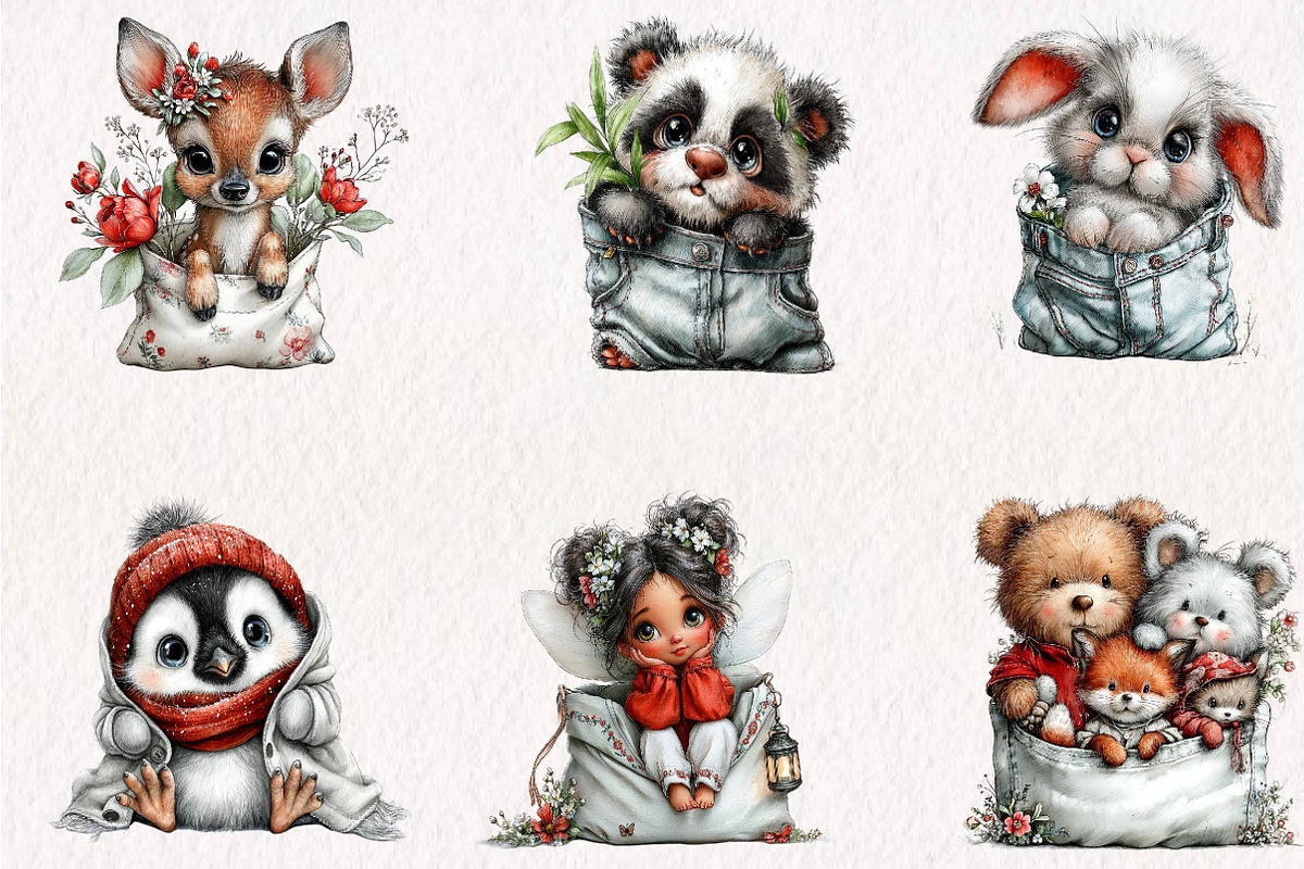Whimsical Pocket Character Posters, a Seasonal Illustration by CreationArt (Photo 2 of 7)