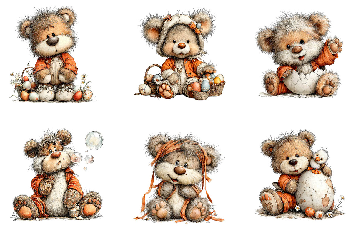 Whimsical Easter Teddy Bear Clipart, an Illustration by CreationArt (Photo 7 of 7)