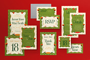 Green Wedding Invitation Set, an Invitation Template by graphicook (Thumbnail 1 of 3)