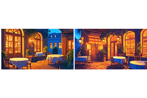summer veranda restaurant cartoon, an Object Illustration by Stock-Smart-Start