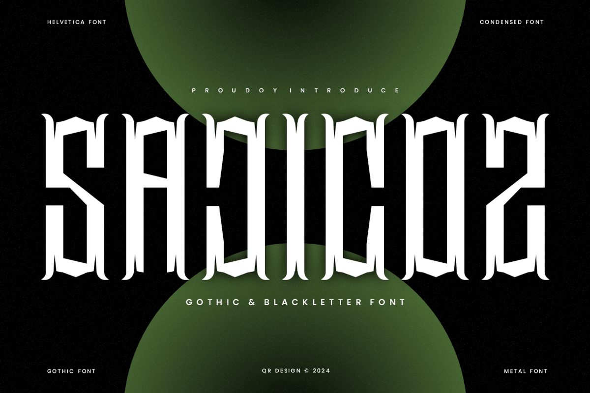 Sajicoz - Gothic & Blackletter Font, a Blackletter Font by QR Design Studio (Photo 1 of 6)