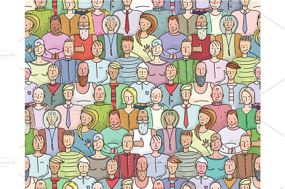 Smiling People Crowd Pattern