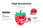 Flat Strawberry Stickers, an Emoji Icon by Vectors Market (Thumbnail 2 of 4)