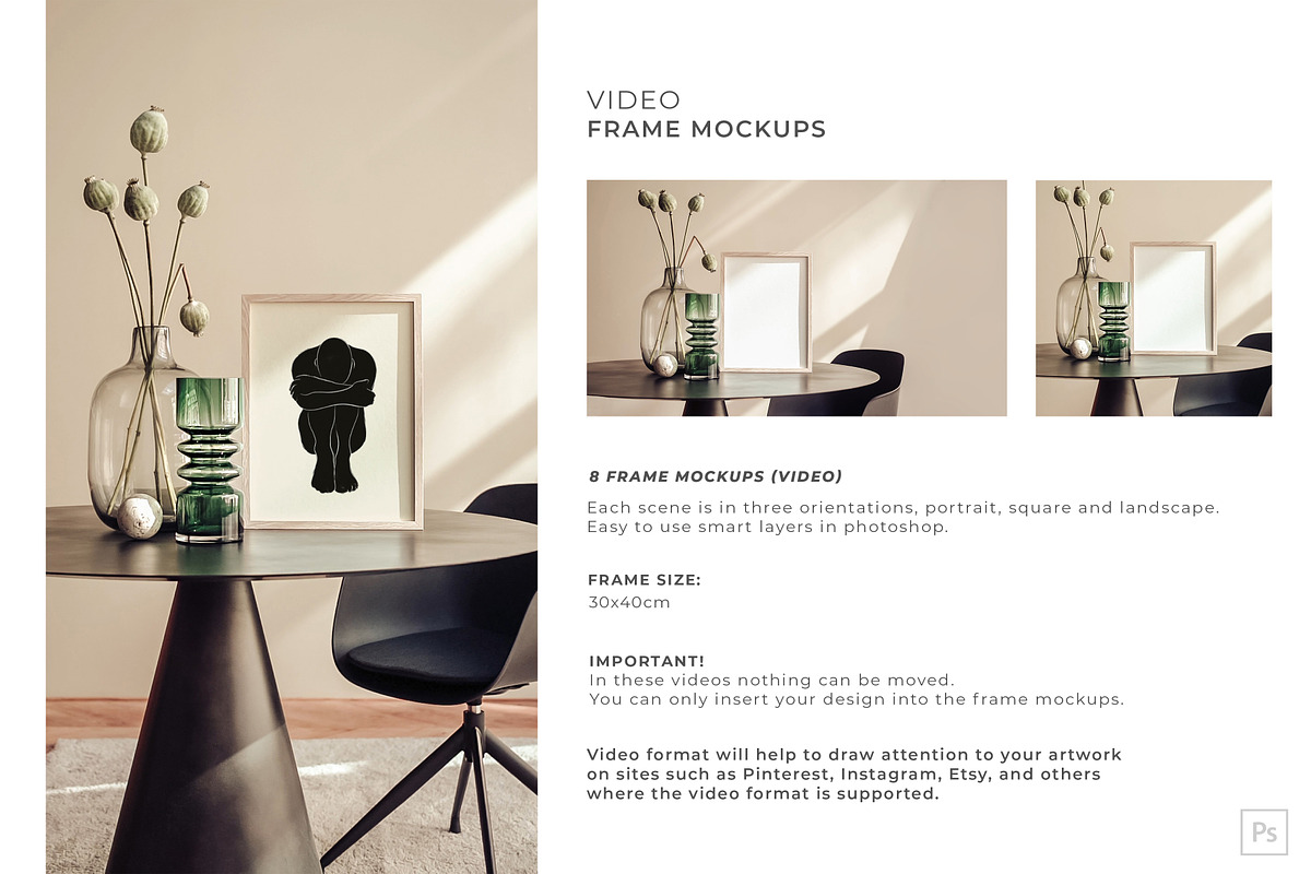 Video&Photo Frame mockups. Interior, a Print Template by Una Matison (Photo 21 of 22)