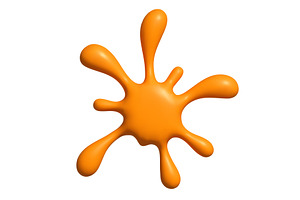 An orange splash shape spreads, an Illustration by Woters little shop