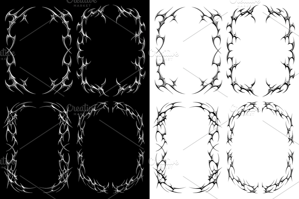 Chrome Tribal Borders and Shapes, an Object Graphic by BonkiStudio (Photo 2 of 9)