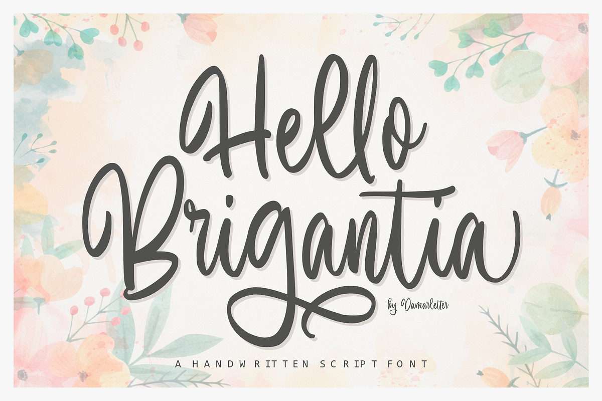 Hello Brigantia - Handwritten Font, a Script Font by Damarletter (Photo 1 of 8)