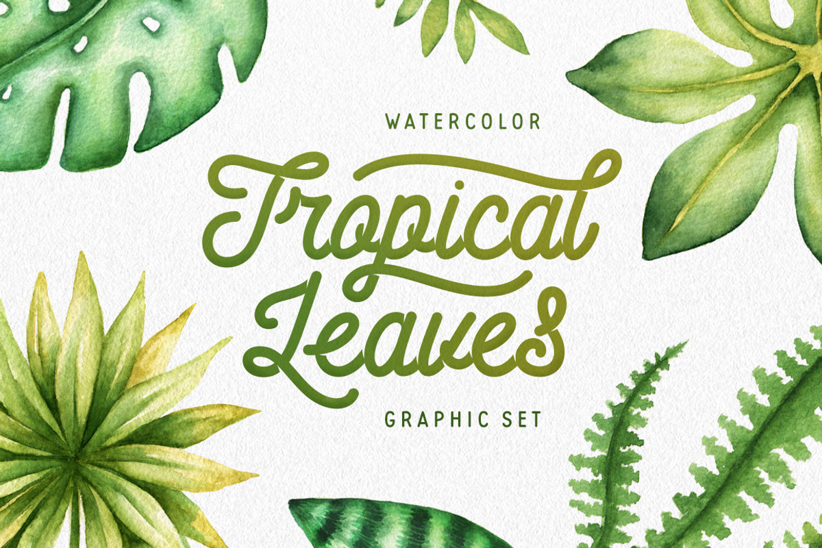 Watercolor Tropical Leaves, a Decorative Illustration by Chelovector (Photo 1 of 5)