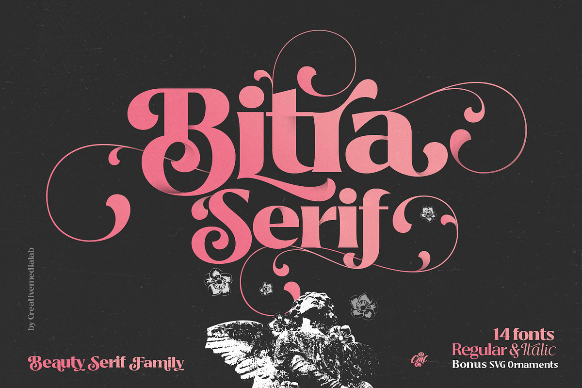 Bitra - Beauty Serif Family, a Serif Font by creativemedialab (Photo 1 of 17)