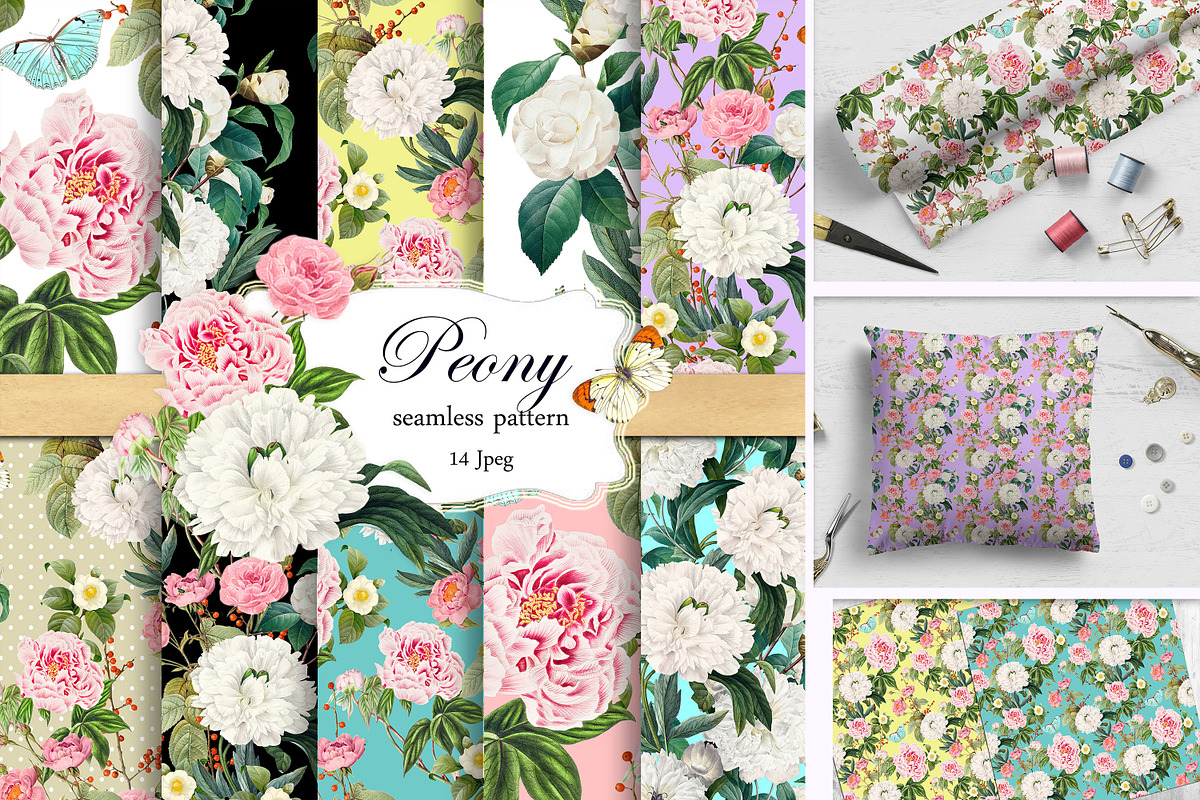 Peony Seamless Pattern, a Pattern Graphic by NastiaDesignsPrints (Photo 1 of 11)