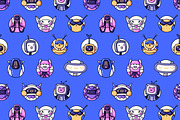 Funny robot avatars set + pattern, a Technology Illustration by PaperTrident (Thumbnail 4 of 4)