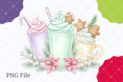 Pink Gingerbread Coffee Christmas, an Illustration by designcity5 (Thumbnail 1 of 8)