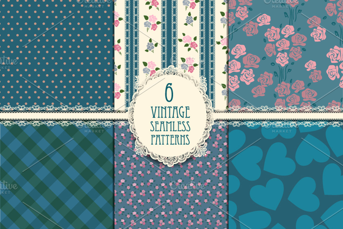 Six vintage seamless patterns