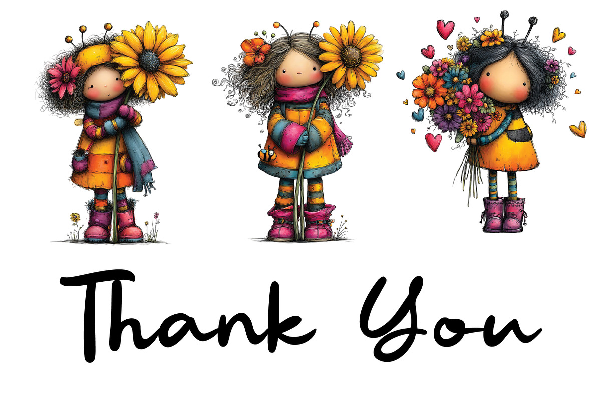 Whimsical Quirky Bee Girl Clipart, an Illustration by CraftArtStudio (Photo 6 of 6)