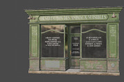 Parisian green vintage storefront, an Architecture 3D Model by happy brush (Thumbnail 3 of 13)
