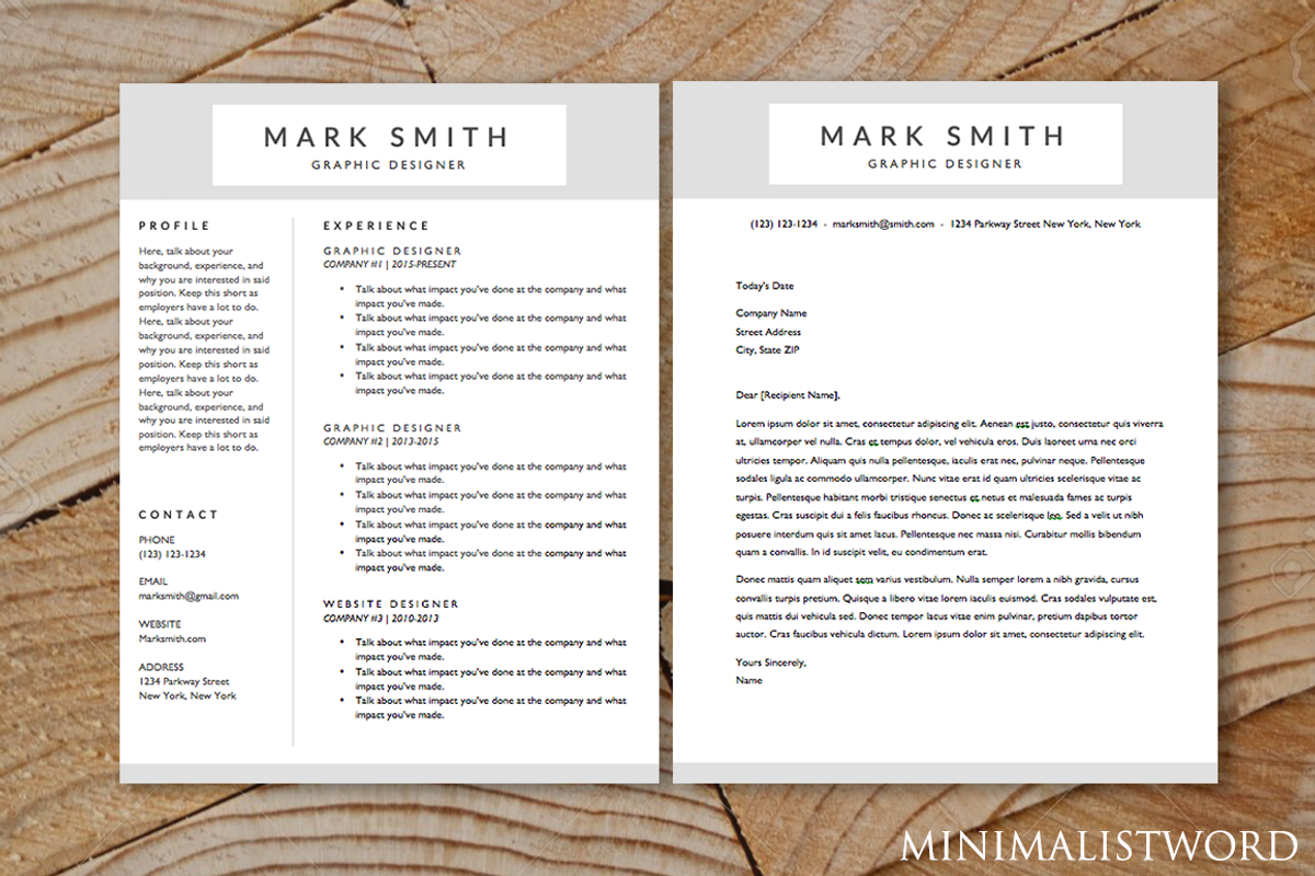 Resume Cover Letter (2Pack) Template, a Resume Template by MinimalistWord