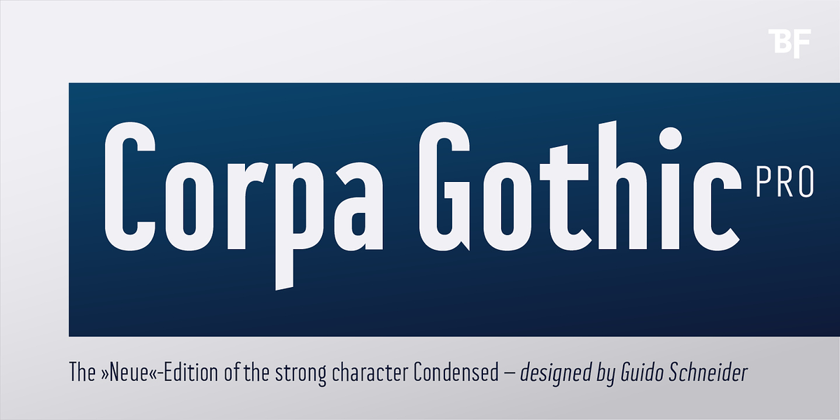 BF Corpa Gothic Pro, a Sans Serif Font by BrassFonts (Photo 1 of 15)