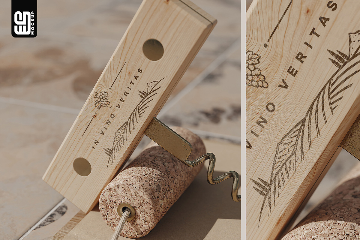 Wooden Corkscrew Mockup, an Advertising Mockup by SD Mockup (Photo 3 of 4)