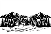 50 Forest Cabin Landscape Silhouette, an Empty State Illustration by Amazin_art (Thumbnail 33 of 38)