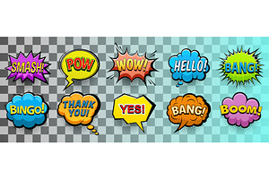 Set of bright comic speech bubbles, a Decorative Illustration by Yayasya