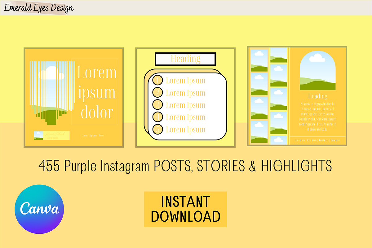 455 Canva Yellow Instagram Template, a Social Media Template by Emerald Eyes Design (Photo 10 of 12)
