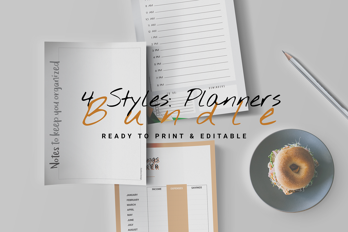 BUNDLE: 4 Styles Planners, a Stationery Template by Outline Design (Photo 1 of 12)
