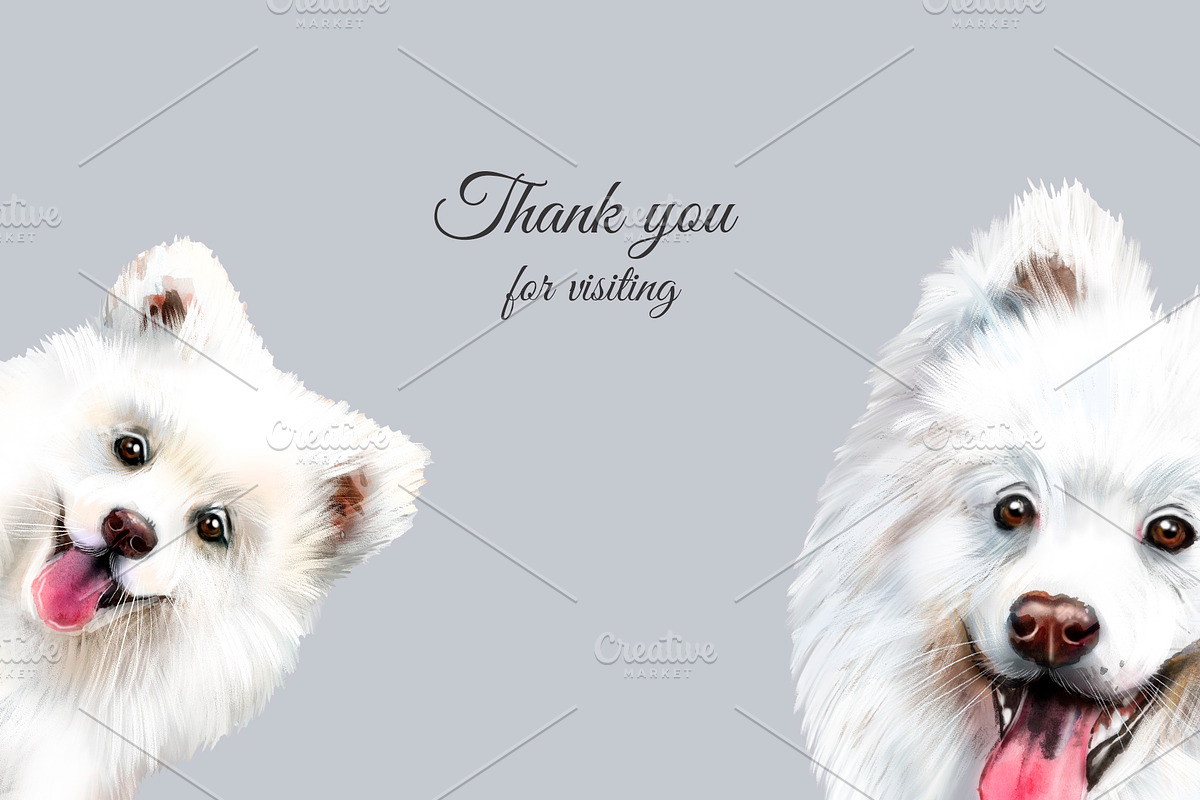 Samoyed dog watercolor clipart., an Animal Illustration by SavinV (Photo 6 of 6)