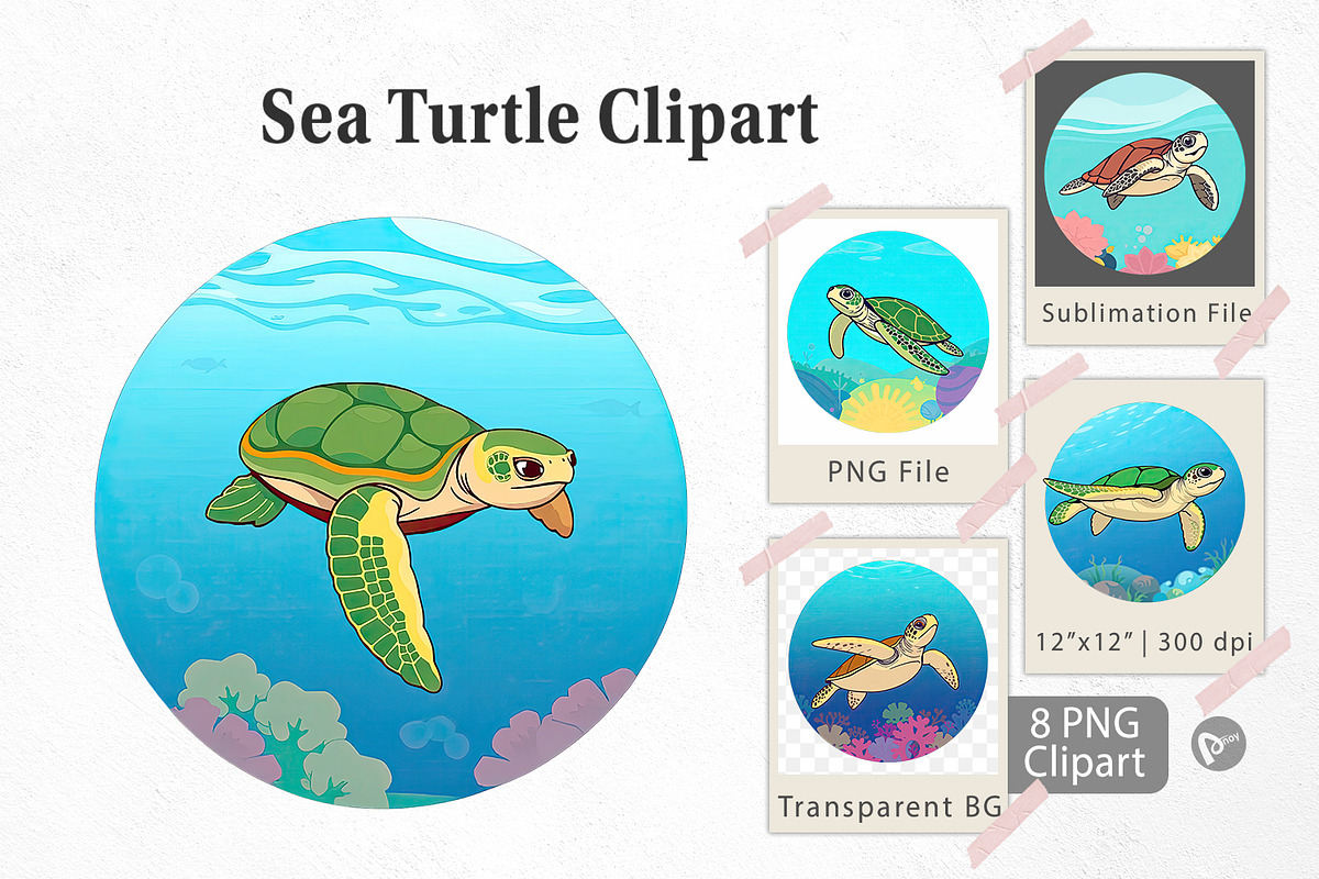 Sea Turtle Clipart, a Graphic by Artnoy (Photo 1 of 5)