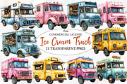 Summer Ice Cream Truck Clipart PNG, an Illustration by Designworld (Thumbnail 1 of 6)