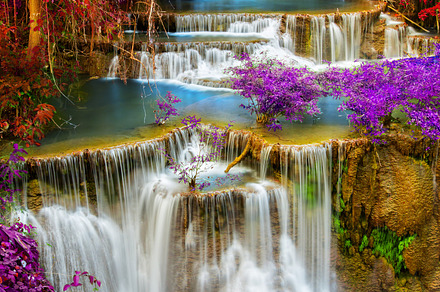 Waterfall featuring autumn, background, and beautiful, a Nature Photo by Pushish Images