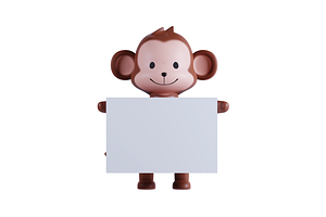 3D Pack Cute Animal Monkey