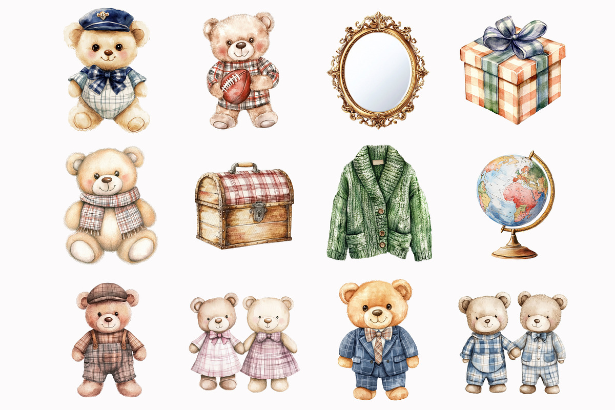 Watercolor Teddy Bear Nursery Clipar, an Illustration by Design Market (Photo 4 of 5)