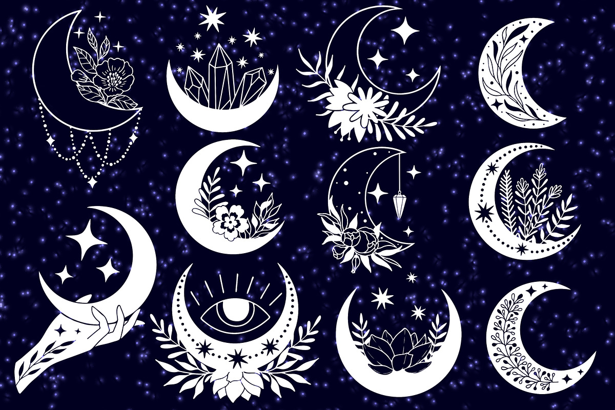 Mystic floral moon set, an Illustration by Veronika Gotovceva (Photo 2 of 9)