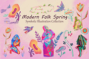 Modern Folk Spring: Symbolic Illustr, an Illustration by FaliushViktoriaArtist (Thumbnail 1 of 9)