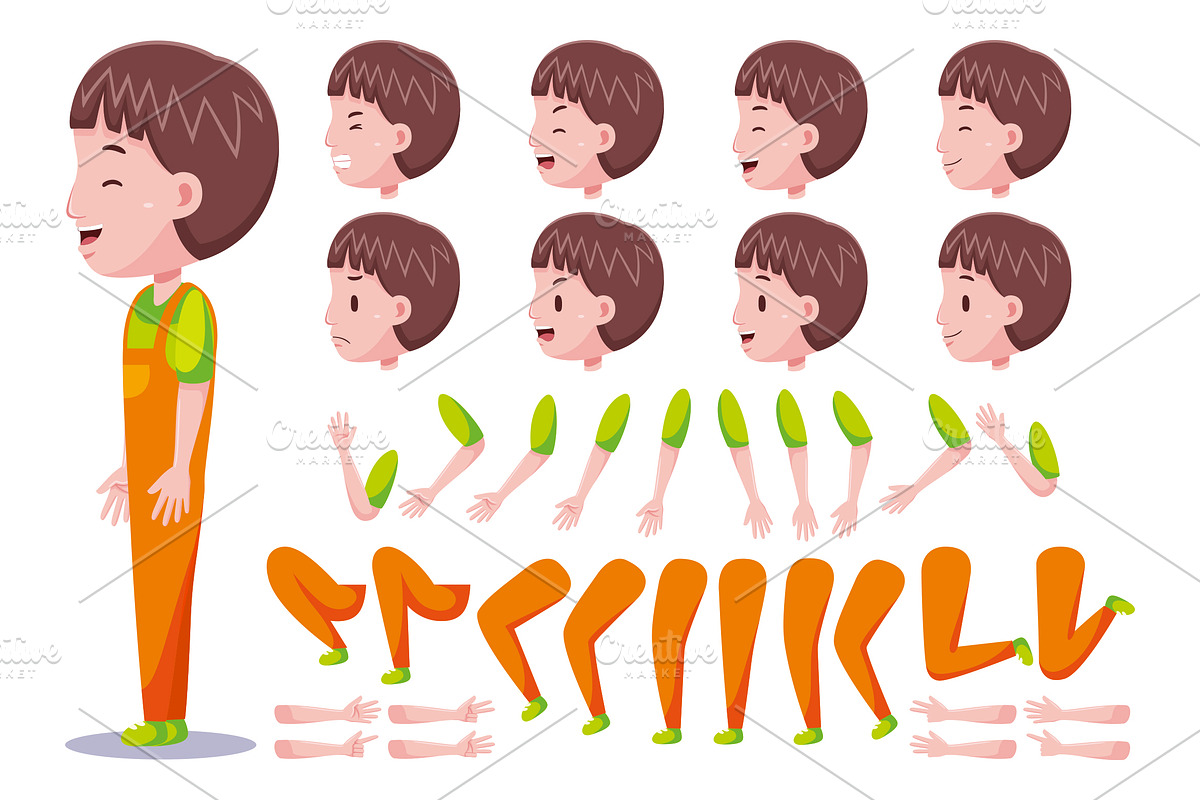 Left View Cute Boys Characters Pack, an Object Graphic by MEDZ (Photo 5 of 5)