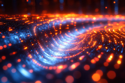 Vibrant abstract pattern of glowing, a Photo by Tanuart