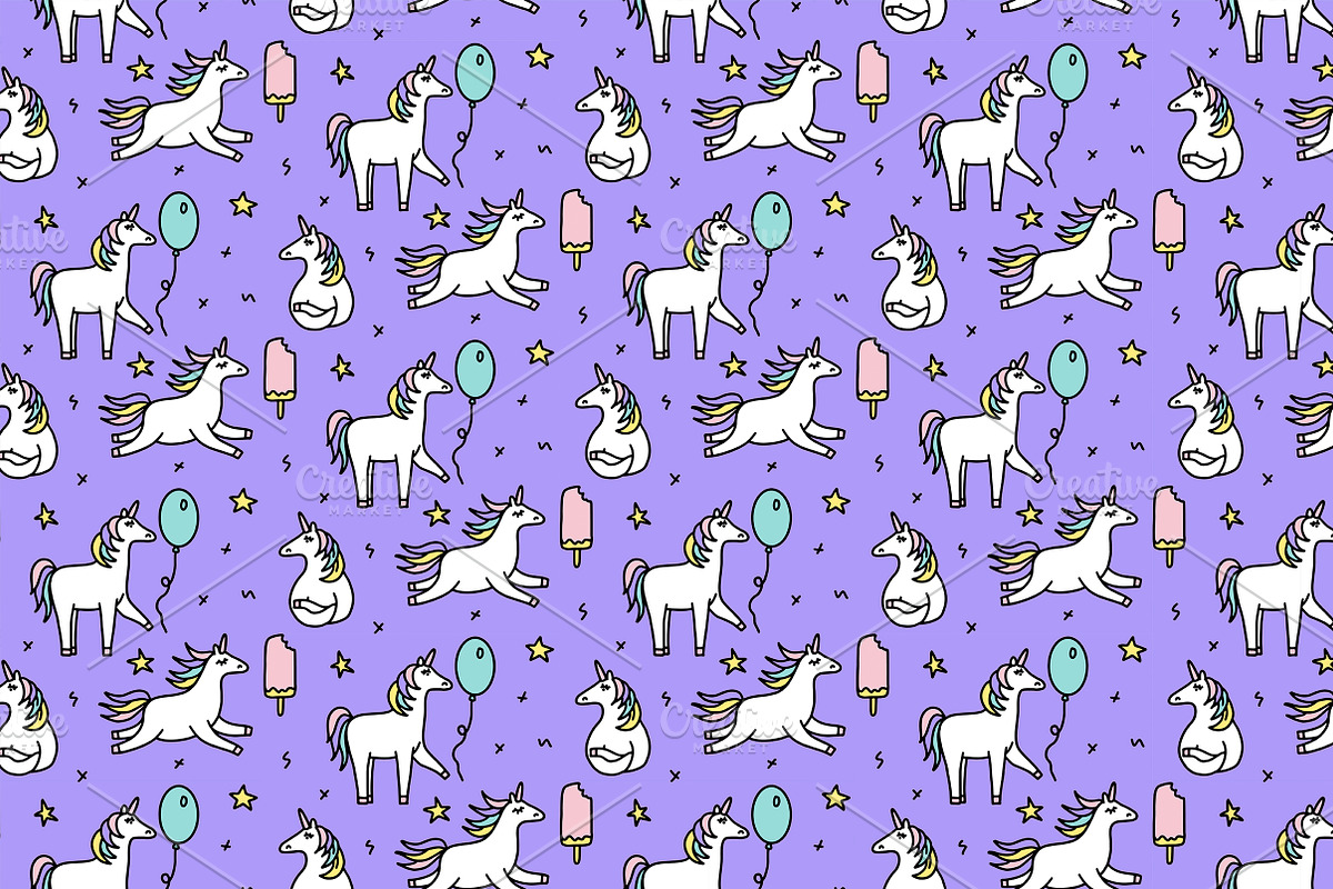 Happiness & Unicorns patterns, a Pattern Graphic by Lyolya Profitrolya (Photo 2 of 3)