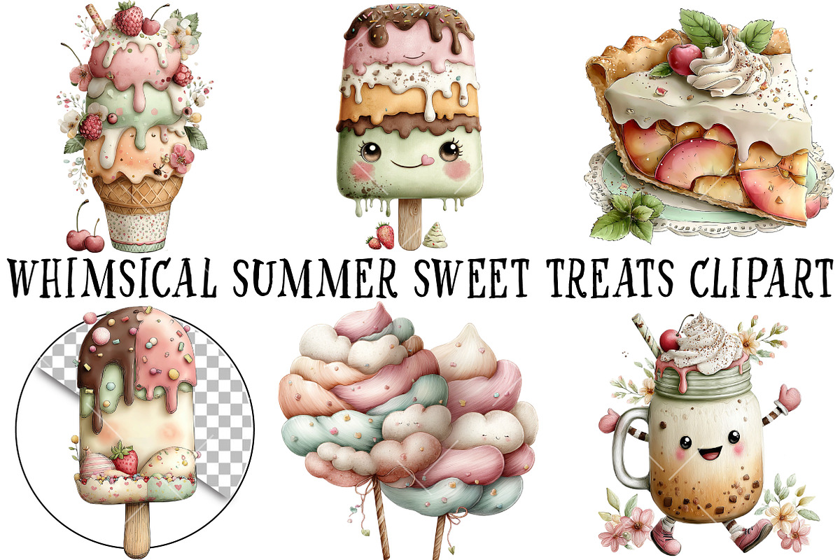 Whimsical Summer Sweet Treats Clipar, an Illustration by OK Design (Photo 2 of 6)
