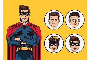 Superhero And Heads Pop Art