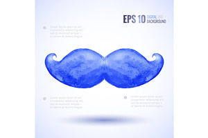 Watercolor Moustaches Set