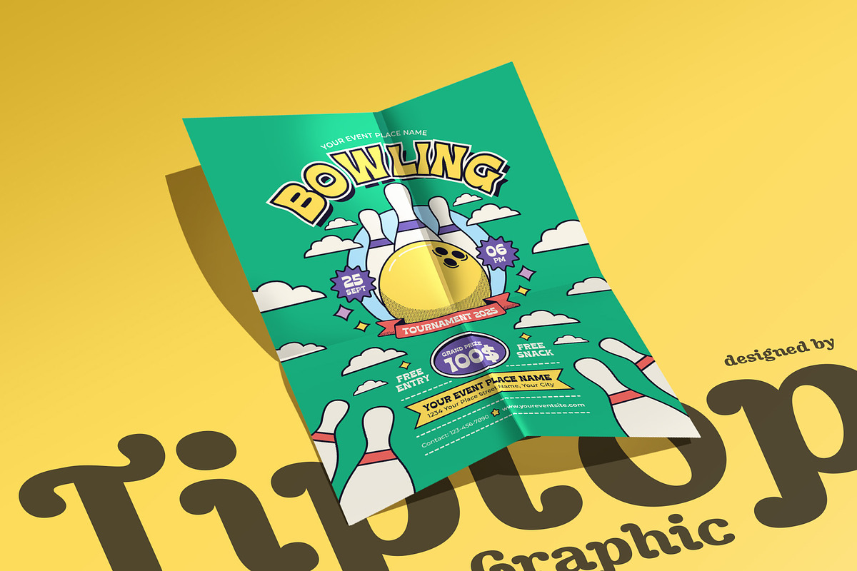 Bowling Tournament Flyer Template, a Flyer Template by Tiptop Graphic (Photo 5 of 5)