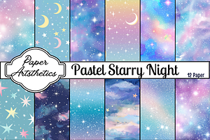 Pastel Starry Night Digital Paper