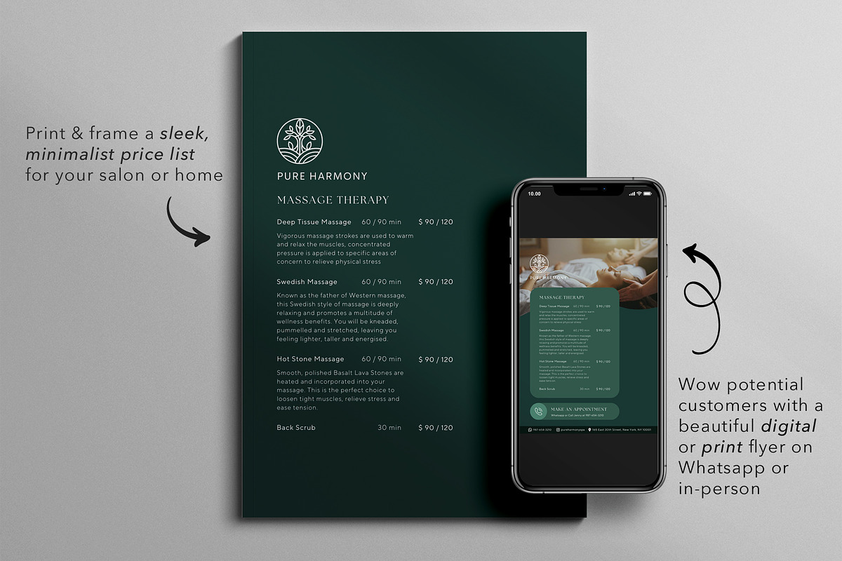 Massage Spa Price List & Flyer, a Marketing Template by White Dreamers (Photo 4 of 10)