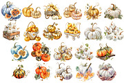 Gold & White Elegant Pumpkin Clipart, a Seasonal Illustration by InkyQueenArt (Thumbnail 4 of 5)