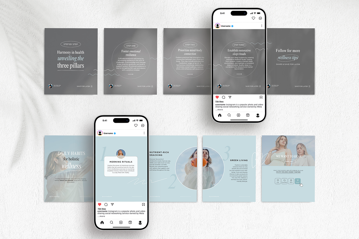 Wellness Instagram Templates Bundle, a Social Media Template by DigiPax (Photo 8 of 12)